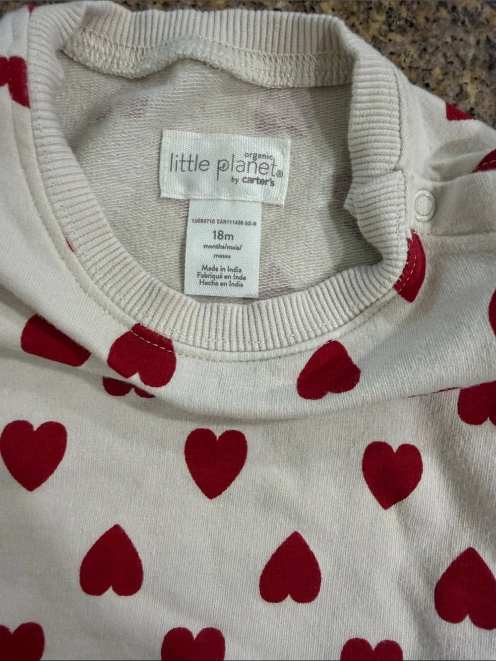 Carter's Cream Long-Sleeve Bodysuit with Red Heart Print